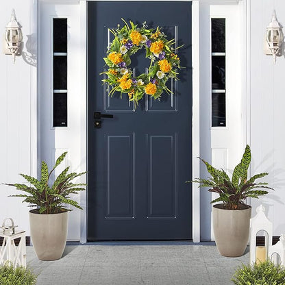 Glitzhome 16.75" H Tall Planters for Outdoor Plants, Oversized Planter, Large Flower Pots with Drainage Hole, Round Faux Ceramic Tall Outdoor Planters for Porch Front Home Deck Patio Garden, Set of 2