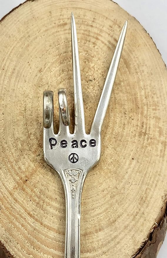 Plant Marker, Peace Sign Fork, Container Indoor Garden, Recycled Fork Stamped