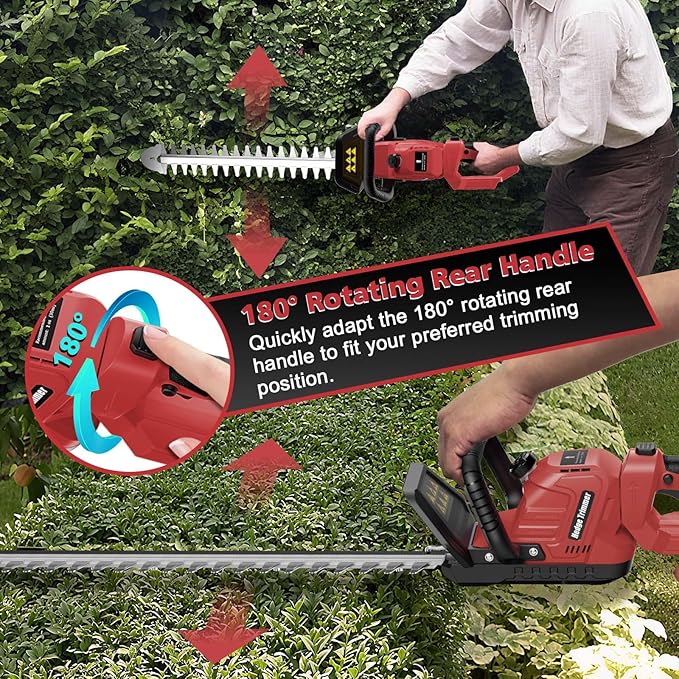 Hedge Trimmer Cordless Compatible with Milwaukee M18 Battery, 22-Inch Battery Hedge Trimmer, Brushless Bush Trimmer, 2/3'' Cutting Capacity, Lightweight & Rotatable Handle(No Battery)