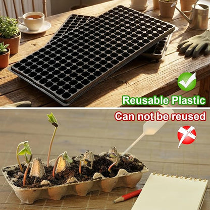 Eccliy 40 Pack 200 Cell Seedling Trays Seed Starter Kit Plant Starter Tray Durable Plastic Gardening Germination with Drain Holes Nursery Pots Mini Propagator for Growing Propagation