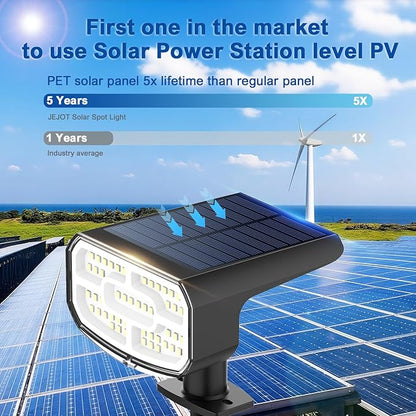 Solar Lights Outdoor Waterproof IP65,Auto On/Off, 2700K 2 Lighting Modes, Super Bright LED, Solar Powered Yard Garden Solar Spot Lights for Outside Landscape -6 Pack