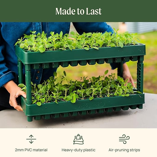 Vego garden 10" x 20" 76 Cells Seed Starter Tray Stackable Seedling Starting Germination Trays for Plants Planting Vegetables Herbs Flowers, 4 Sets