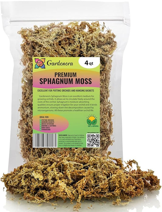Gardenera Premium New Zealand Sphagnum Moss - Organic Hand Mixed Long Fibered Sphagnum Moss Orchid - 4 Quart