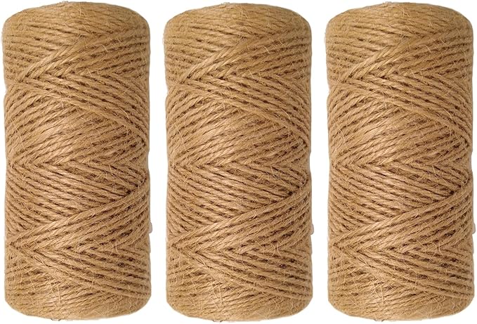 Quotidian Brown Natural 3 ply Jute Jute Twine Rolls 1/12" (0.2cm) 1000 Feet - Wrapping Picture Hanging Gardening