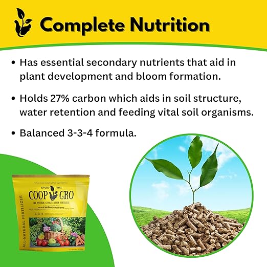 Coop Gro Organic Chicken Manure Fertilizer 6 lb. Bag. All-Natural Plant Food for Vegetable Gardens, Flower Beds, Indoor Plants & Shrubs. Pelleted Fruit Tree Fertilizer (1 Pack)