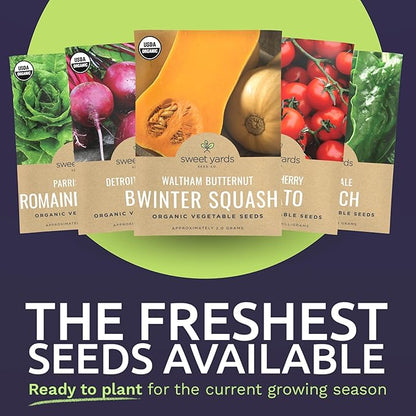 Organic Heirloom Garden Seeds Variety Pack - 10 Individual Packs - 2026 Season - Cherry Tomatoes, Spinach, Squash, Watermelon and More! for Indoor & Outdoor Planting (Non-GMO, Certified Organic)