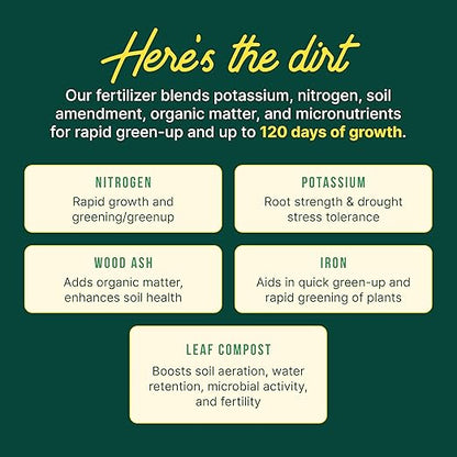 Sunday Green Machine Granular Lawn Fertilizer - 30-0-5 Mix for Up to 120 Days of Growth - Enriched with Potassium & Organic Matter for Soil Health & Extended Feeding - 12lbs - Covers Up to 4,000 Sq Ft
