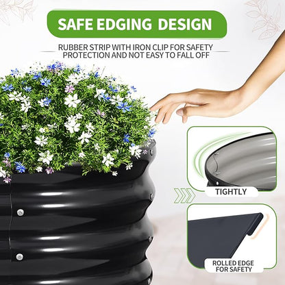 Galvanized Raised Garden Bed Outdoor- Raised Beds for Gardening| Metal Planter Box, Steel Raised Garden Bed Kit with Safety Edging and Gloves for Vegetables, Flower, Herbs (6x2x1.4FT, Gray)