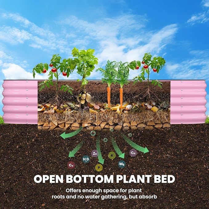 Raised Garden Bed, 8x2x1.5 FT Oval Raised Garden Beds Outdoor, 18” Raised Beds for Gardening Vegetables Flower Herb