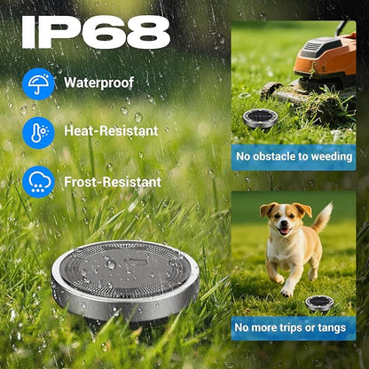 Peasur Solar Ground Lights Outdoor, 12 Pack Flat Solar Powered Disc Lights, IP68 Waterproof, Anti-Rust, Landscape Lighting for Pathway Garden Yard Lawn Walkway Landscape Driveway, Red