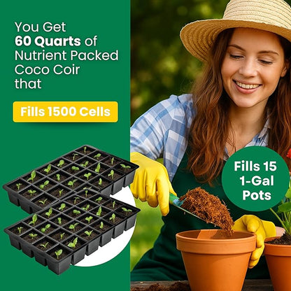 Gro-Med Coco Coir Brick 6s Pack – 1.4 lb Each, Expands to 60 Quarts, NPK Enriched Organic Coco Coir for Plants, OMRI-Listed Cocopeat Bricks for Garden Soil, Potting Mix & Indoor Outdoor Gardening