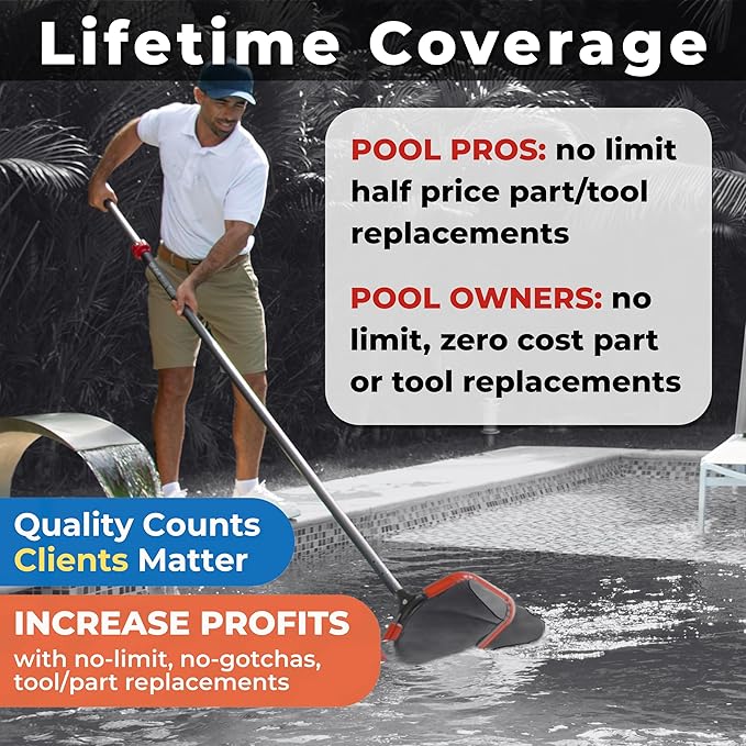 ProTuff "PRO Ultimate" Silt & Leaf Rake Bundle - 490 Promise Unlimited & Unconditional Replacements - 2-Items: 20" Medium & 18" Fine Mesh Pool Cleaner for Sand, Silt, Pollen, Leaves & Twigs