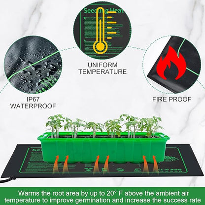 Ganeen 8 Pack Plant Seedling Heat Mat for Seed Starting Germination Grow Heating Pad 10 x 20.75 Inch Waterproof Hydroponic Warming Mat Bulk for Indoor Home Gardening Greenhouse Seed Starter