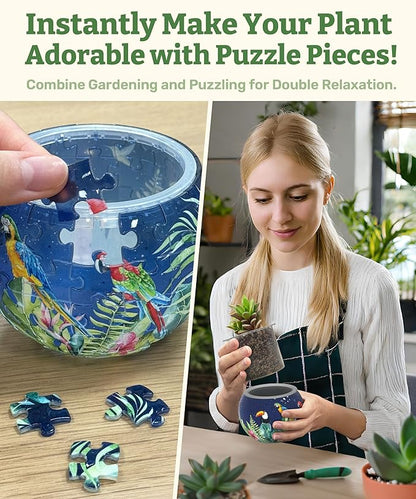 PieceRelax 3D Puzzle Planter 80 Pieces - Flower Pot - Bird of Paradise, Home Decor Flower Pots for Indoor Cactus, Succulents Pots [K1106]