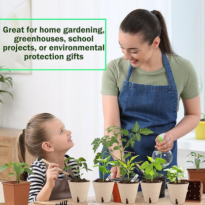 120 Packs 3.15 Inches Seed Starting Pots Biodegradable Drainage Holes Round Nursery Pot with 15 Planting Labels Small Seed Starter Tray Bulk Garden Germination Container for Herb Seed Starter