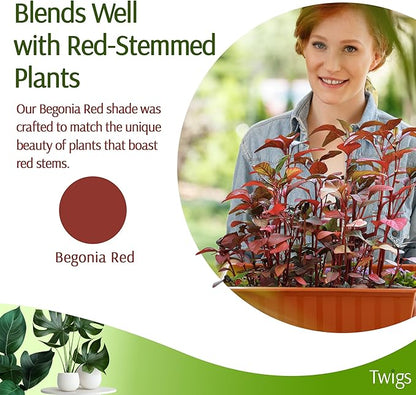 Stackable Plant Support Stakes, Indoor & Outdoor Houseplant Stem Support, Garden Accessories, Durable Trellis Alternative for Climbing & Potted Plants - Begonia Red, 10 Pack, 17" L