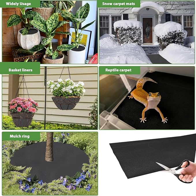 Longzhuo 63" X 114" Raised Garden Bed Liner - Non Woven Fabric for Winter Greenhouse Vegetable Gardening, Cuttable Plant Liner with Soil Containment & Water Drainage for Flower Pots