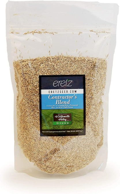 Contractor’s Grass Seed Blend by Eretz (1lb) - Choose Size! Willamette Valley, Oregon Grown. Premium, Number 1 Seeds Only! No Weed Seeds or Fillers