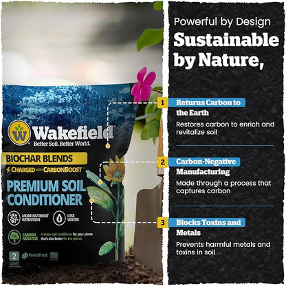 Wakefield Premium Indoor Potting Soil - Professional Biochar & Probiotics with CarbonBoost Technology - Ultimate Organic Potting Mix for Indoor & Outdoor Plants, Succulents & House Plants - 2Quarts