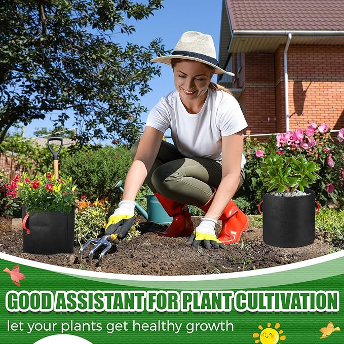 72 Pack 5 Gallon Plant Grow Bags Fabric Pots Bulk Aeration Heavy Duty Nonwoven Fabric Plant Pots with Handles Thick Vegetable Grow Nursery Buckets for Gardening Plants Flowers Fruits Vegetables Potato