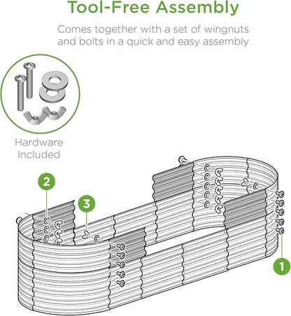 Best Choice Products 8x2x2ft Metal Raised Garden Bed, Oval Outdoor Deep Root Planter Box for Vegetables, Herbs w/ 4 Support Bars, 215 Gal Capacity - Charcoal