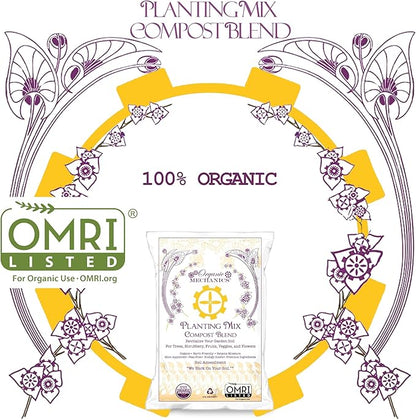 Organic Mechanics Planting Mix Compost Blend, 2 Cu Ft - Revitalizes Garden Soil with Compost, Pine Bark, Coconut Coir, and Worm Castings for Raised Beds, Gardens & More - Peat-Free & Eco-Friendly