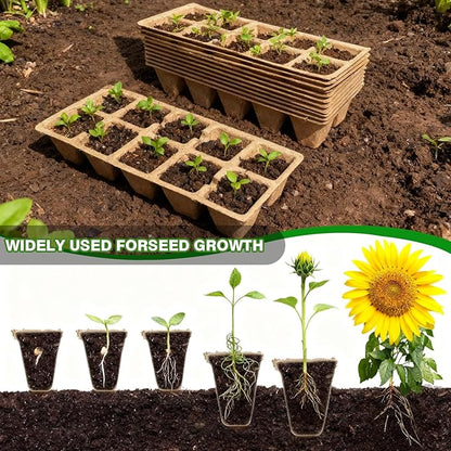 480 Cells Seed Starter Tray, 48 Pack Biodegradable Peat Pots with 200 Labels, Germination Plant Starter Kit for Seedlings