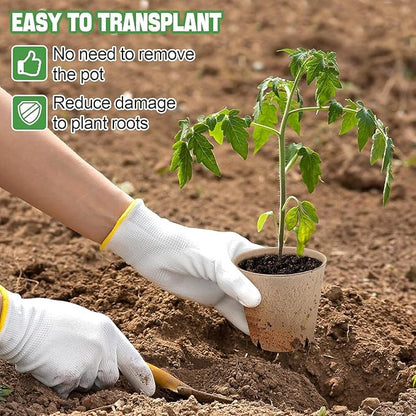 Cosweet 3.2" Biodegradable Peat Pots with Drainage Holes - 50 Pcs Thickened Round Plant Pots, Seedling Starters Kit with 100 Plant Markers for Seed Germination