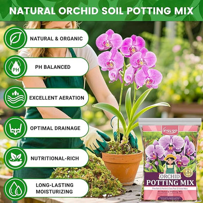 Legigo 4 QT Orchid Potting Mix for Repotting- Include Moss, Pine Bark, Perlite and Coco Peat, Orchid Bark Potting Mix, Orchid Soil for Potting Indoor Plants, Enhanced Drainage & Root Ventilation
