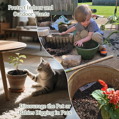 6 Pcs 11.8 Inch Plant Pot Grids，Cut-able Plant Pot Soil Protective Covers from Animals,Used to prevent animals or babies from digging up the soil in flowerpots.Suitable for Indoor and Outdoor Plants.