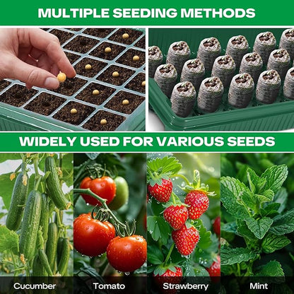 Seed Starter Tray with Grow Light & Heating Mat, Digital Temperature Control, 40-Cell Seed Starter Kit with Humidity Dome, Reusable Seed Starter for Indoor Planting Seeds