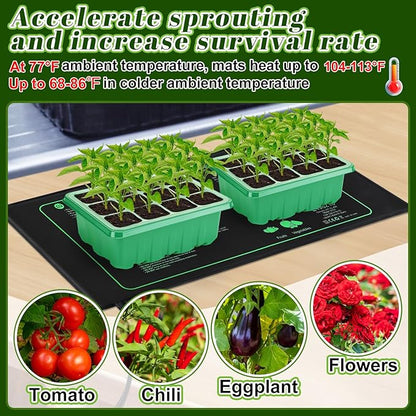 6 PCS Durable Seedling Heat Mat for Plants - 10'' x 20.5'' Bulk Seed Starting Heating Mat for Indoor Grarden Greenhouse, Waterproof Warm Hydroponic Seed Mat for Plant Germination Growth