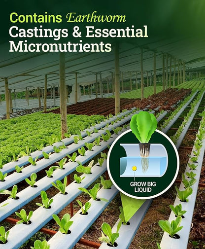 FoxFarm Grow Big Hydroponic Plant Food - 3-2-6 Liquid Plant Fertilizer for Lush Vegetative Growth in Hydroponic Systems - Liquid Concentrate with Earthworm Castings & Micronutrients - 1 Gallon