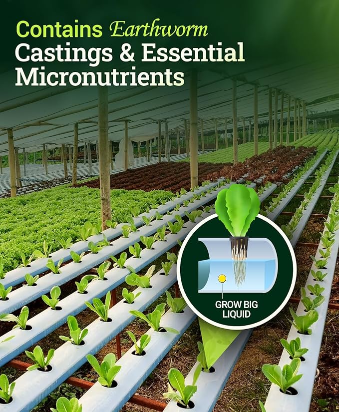 FoxFarm Grow Big Hydroponic Plant Food - 3-2-6 Liquid Plant Fertilizer for Lush Vegetative Growth in Hydroponic Systems - Liquid Concentrate with Earthworm Castings & Micronutrients - 1 Pint