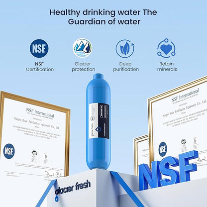 GLACIER FRESH RV/Marine Water Filter with 1 Flexible Hose Protector, Greatly Reduces Bad Taste, Odors, Chlorine and Sediment in Drinking Water, 2 Pack