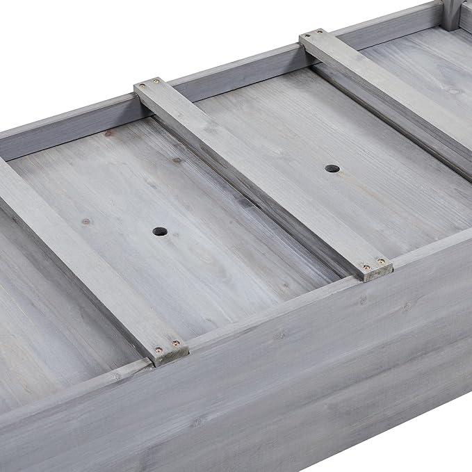 Topeakmart Elevated Planter Bed Outdoor, Wooden Raised Garden Bed, Rectangle Raised Bed with Stable Structure Wooden Garden Box Standing Planter for Garden/Patio/Backyard/Outdoor