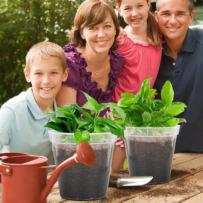 GREANER Nursery Pots for Plants, 4/5/6/7/8/9 Inch Reinforced Clear Plant Pots with Drainage Holes and 20 Pcs Plant Labels, Transparent Variety Pack Seedling Planter for Indoor Outdoor