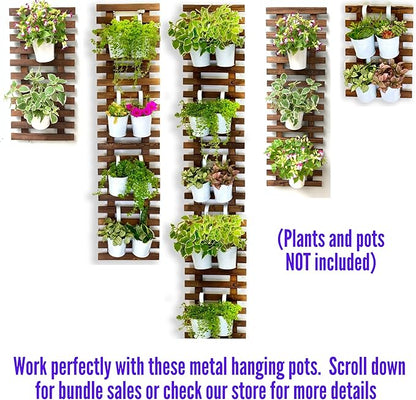 ShopLaLa Large Hanging Wall Planters for Indoor Plants - 5 Pack Wooden Wall Decor Bathroom Decorations Living Room Home Plant Shelves Vertical Garden Huge Unique Farmhouse Vintage Rustic 5 Sizes