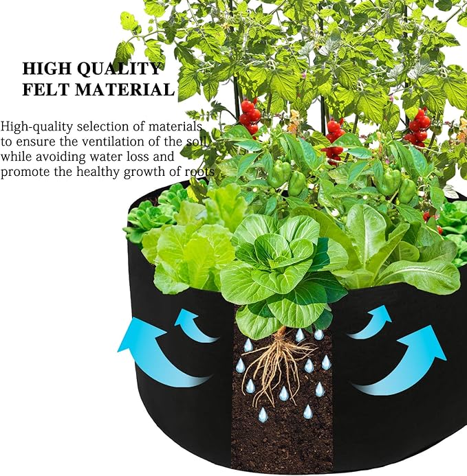 Firlar 2 Pack Raised Garden Bed, Fabric Raised Planting Bed, 150 Gallon Breathable Garden Grow Bags Round Planter for Plants Box, Herb, Flowers and Vegetables, 46 x 22 inch