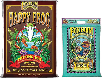 FoxFarm Happy Frog 2 Cu.ft Potting Soil + Ocean Forest 12qt Potting Soil - for Nurturing Plants and Healthy Growth