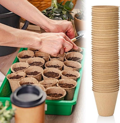 600 Pack 3.15 Inches Peat Pots Round Biodegrade Plant Starter Seed Nursery Pots with 120 Pcs Labels for Garden Germination (Classic Style)