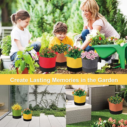 Grow Bags 5Gal/7Gal/10Gal * 2 ，6 Pack Vegetable/Flower/Plant Grow Bags ，Plant Fabric Pots with Handles for Garden and Outdoor Planting (6 Colour, 7 Gallon)