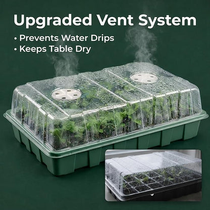 Gardzen 10 Pack 40 Cell BPA Free Seed Starter Tray Kit - Reusable Plant Germination Trays with Adjustable Vents, Sowing Tool & Labeling Set for Indoor Gardening Vegetables Herbs Flowers