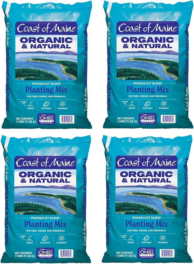 Coast of Maine Penobscot Blend, 1 cu ft (Pack of 4) Organic and Natural Planting Mix for Trees, Shrubs and Perennials