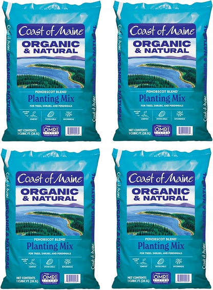 Coast of Maine Penobscot Blend, 1 cu ft (Pack of 4) Organic and Natural Planting Mix for Trees, Shrubs and Perennials