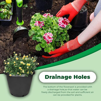 Plant Pots Flower Pot 10-Pack 10 Gallon Planter Nursery Pot Garden Seedling Planters Containers Plastic Injection Molded Pots with Drainage Holes for Outdoor Indoor Plants Vegetables, Black