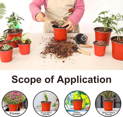 6 Inch 120 Pack Plastic Nursery Pots with Drainage Holes,Plastic Seed Starting Pots, Reusable Seedling Flower Plant Container for Succulents, Seedlings, Cuttings, Transplanting