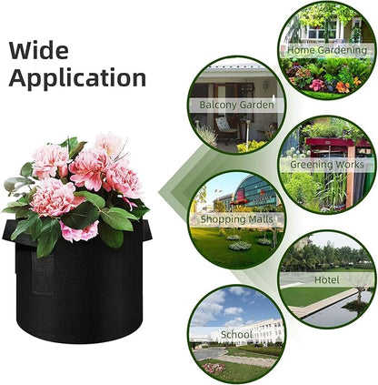 12 Pack 3 Gallon Plant Grow Bags, Thickened Nonwoven Fabric Pots with Handles, Vegetable Planter Bags Containers, Cloth Planters for Garden Vegetable/Flower/Plant/Fruits Outdoor (Black)