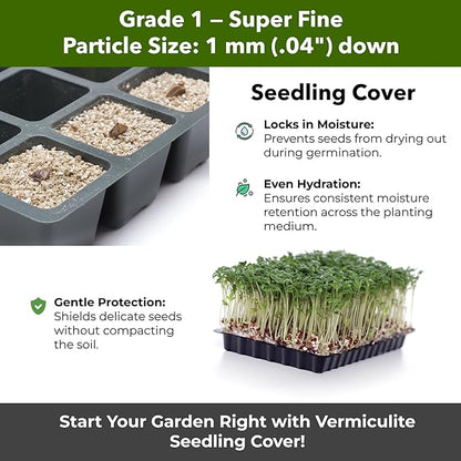 Organic Superfine Vermiculite for Indoor Gardening Plants and Mushrooms – Enhances Soil Aeration, Seed Germination, Rooting Cuttings – Small Packages and Bulk (Vermiculite Grade 1 - Superfine, 3 qts)