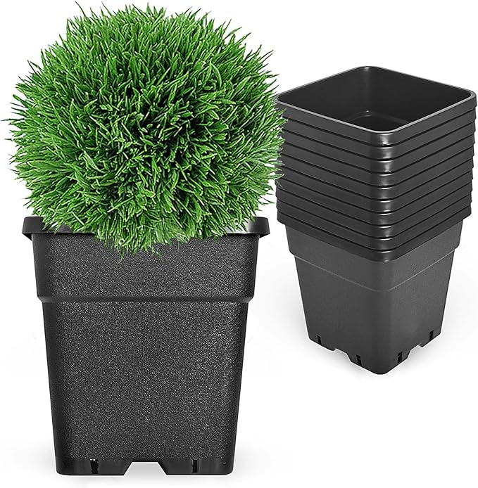 10-Pack 9.77 Gallon Square Planter Nursery Pots, Flower Plant Container Injection Molded Plastic Nursery Pot Gardening Pots for Indoor Outdoor Vegetables, Succulents, Black